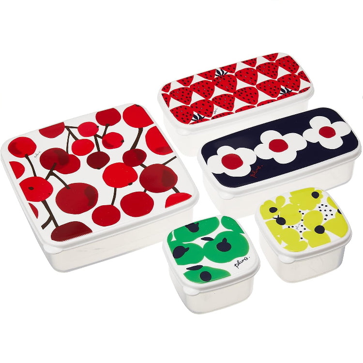 Plune 食品收纳盒5件套 日本制 冰箱微波炉可用 外盒14×35×5cm