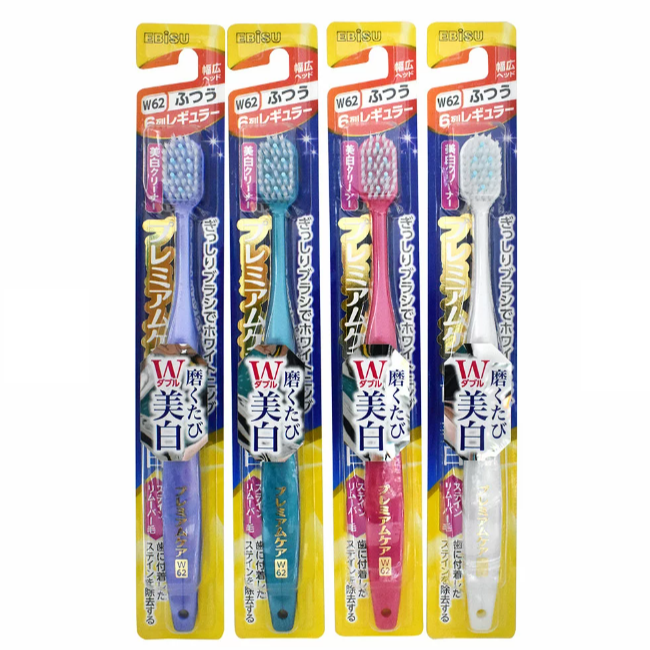 EBISU 惠百施 日本百年品牌 Premiumcare牙刷62号美白宽头按摩牙刷 3只装 颜色随机