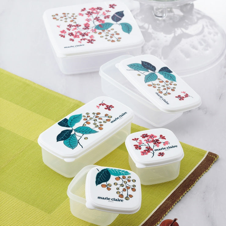 法国嘉人日本限定 食品收纳盒5件套 日本制 冰箱微波炉可用 外盒14×35×5cm
