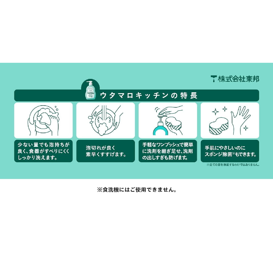 日本UTAMARO 廚房食器用除菌洗潔精300ml 綠色草本