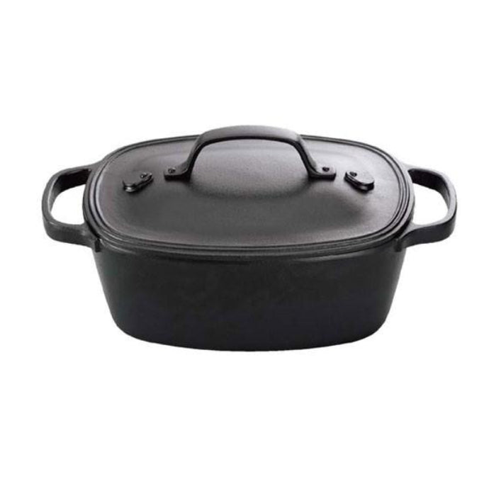 OIGEN 及源 南部铁器 雕刻师 长角深型铸铁锅 烤箱/直火/电磁炉通用 W348×D195×H170mm