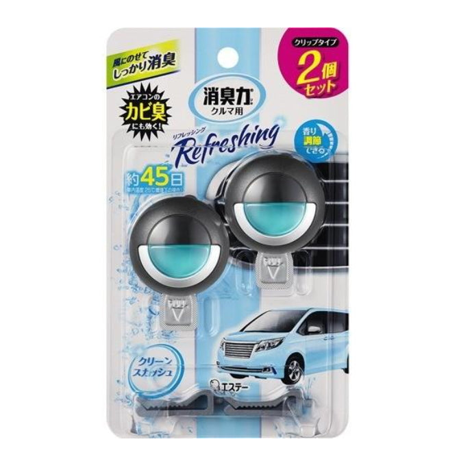 日本S.T 消臭力 车用夹式芳香消臭剂 防霉味 45日有效 2个入 5种香味可选