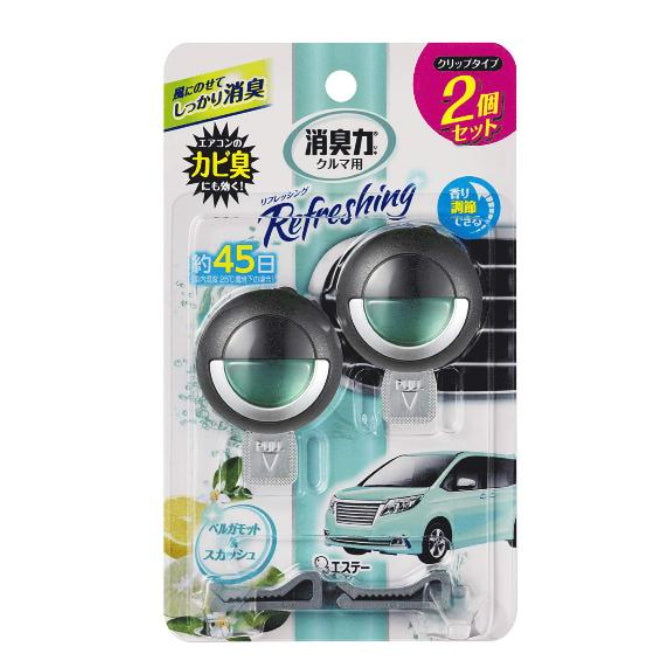 日本S.T 消臭力 车用夹式芳香消臭剂 防霉味 45日有效 2个入 5种香味可选