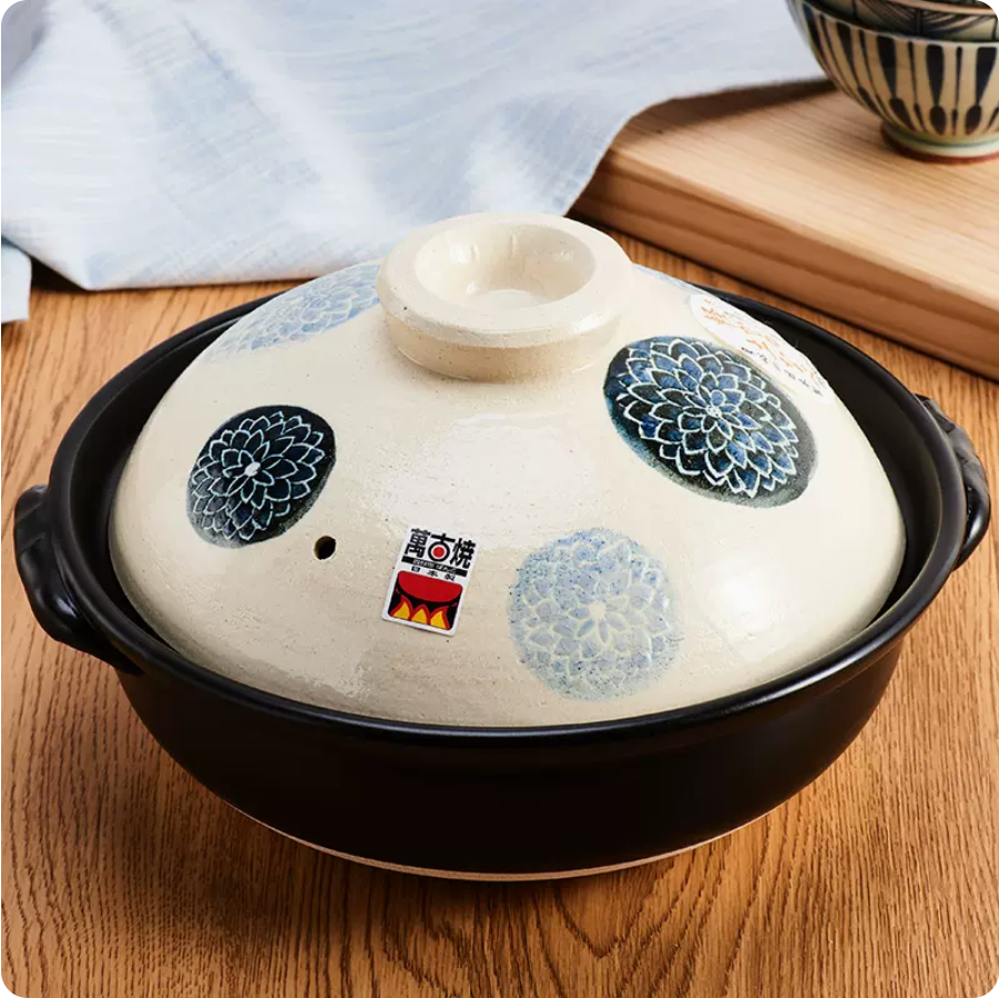 BANKOYAKI 万古烧 土锅 染蓝大丽花9号 2.9L