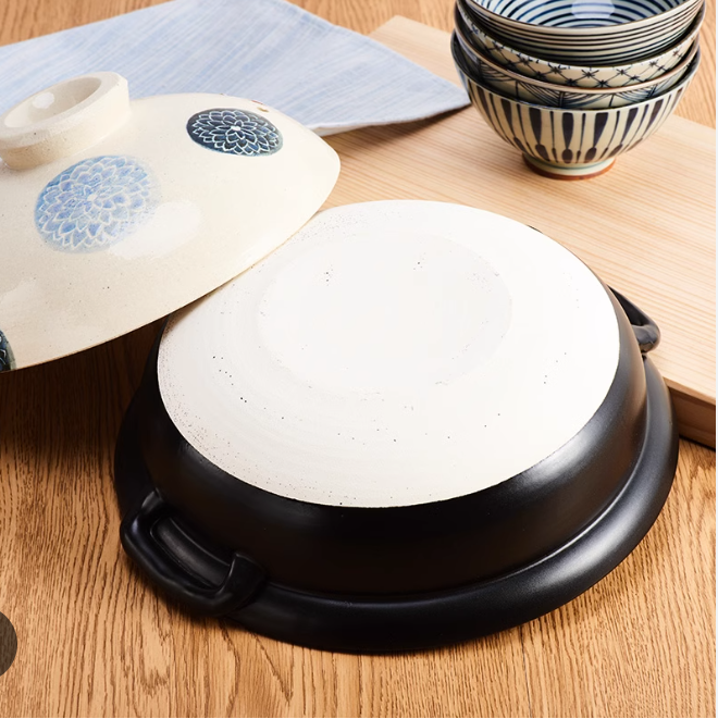 BANKOYAKI 万古烧 土锅 染蓝大丽花9号 2.9L