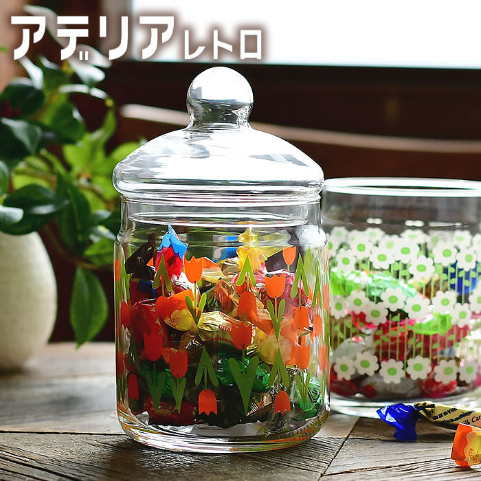 ADERIA 冰花玻璃 怀旧印花 胖胖收纳罐680ml(4种款式可选)