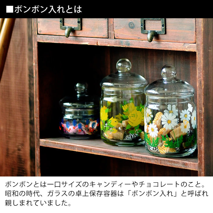 ADERIA 冰花玻璃 怀旧印花 胖胖收纳罐680ml(4种款式可选)