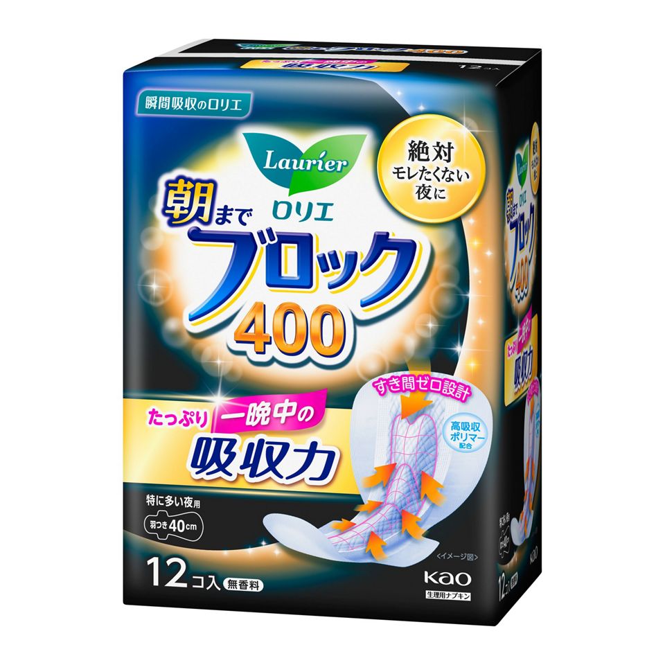 KAO 花王樂而雅量多夜用衛生棉40cm (12枚入)