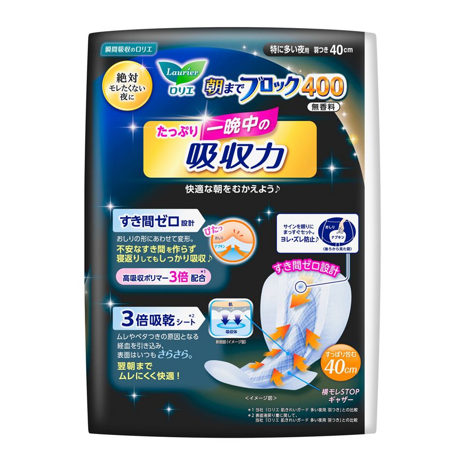 KAO 花王樂而雅量多夜用衛生棉40cm (12枚入)