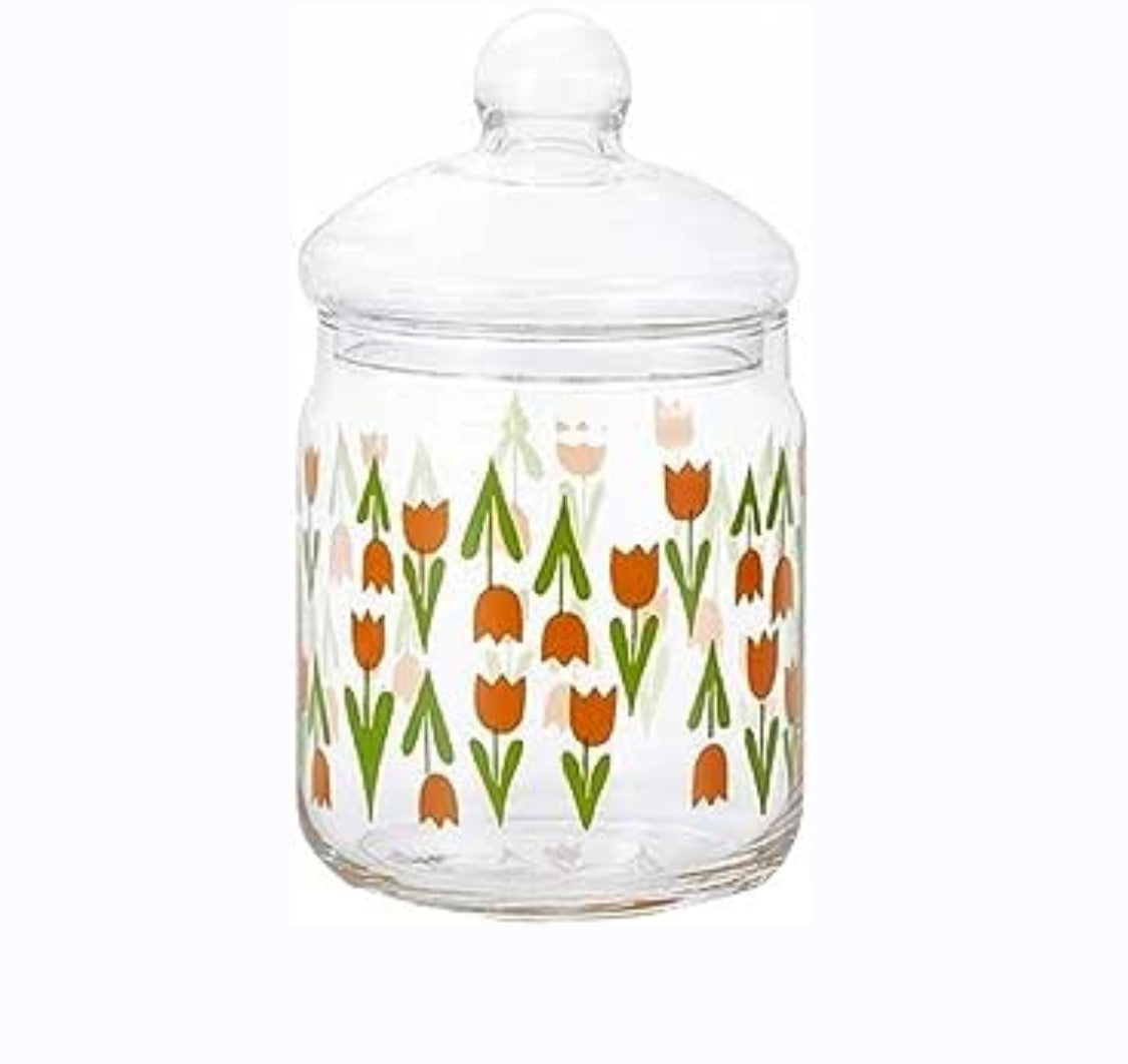 ADERIA 冰花玻璃 怀旧印花 胖胖收纳罐680ml(4种款式可选)