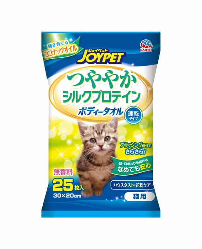 Earth 宠物清洗美容湿巾25枚30×20cm 速乾无香 猫用