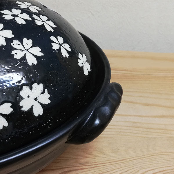 BANKOYAKI 万古烧 土锅 黑白樱花9号 2.9L