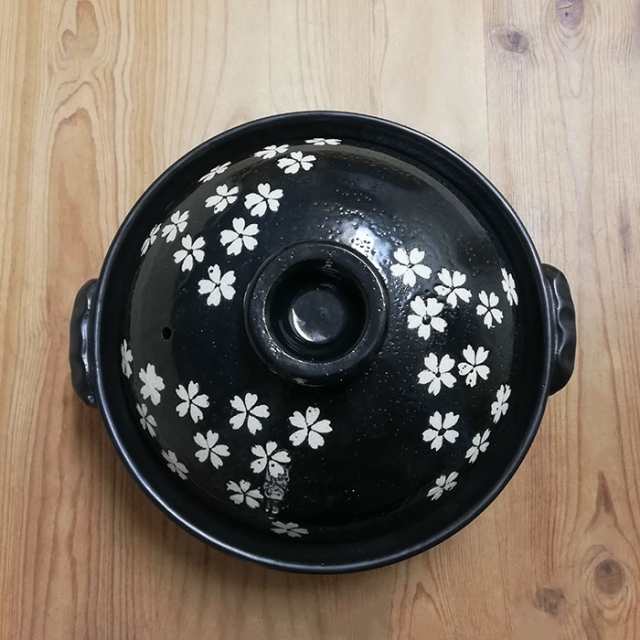 BANKOYAKI 万古烧 土锅 黑白樱花9号 2.9L