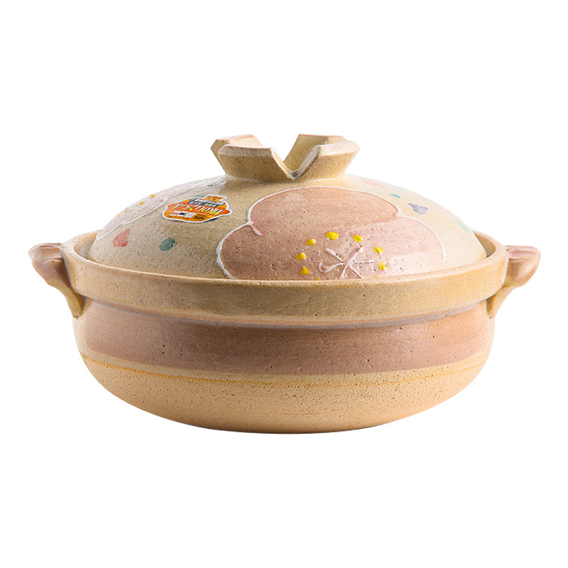 BANKOYAKI 万古烧 土锅 粉花纹 深锅9号 3.4L