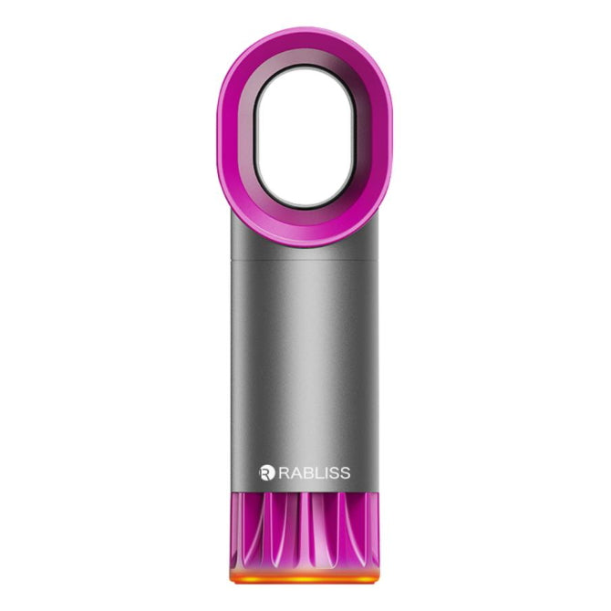 RABLISS 無扇葉dyson款手持電風扇USB充電3段風量133g超輕量粉紅色