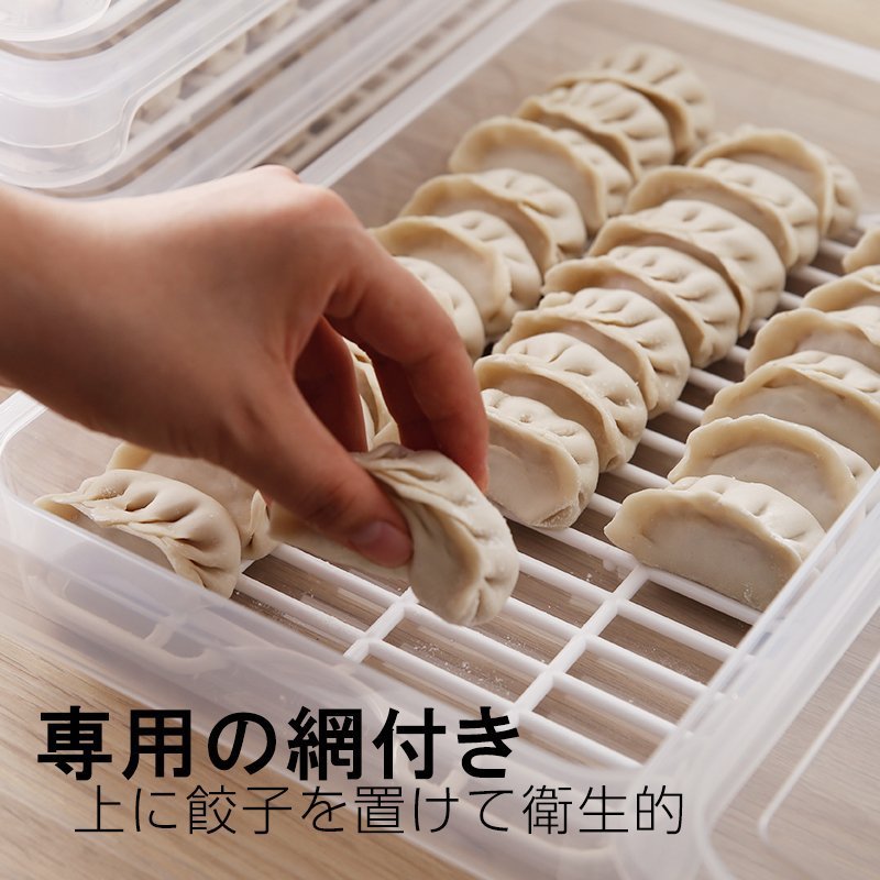 Shimoyama 霜山 食品储存盒 (可储存饺子，鱼肉等食品)冰箱,洗碗机可用 34*22.5*5cm