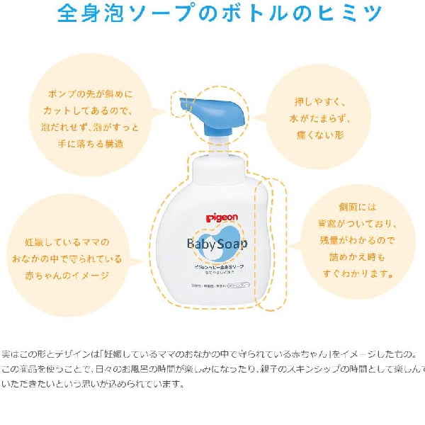 貝親Pigeon 嬰幼兒全身泡沫洗浴液500ml（0歲開始可用）3種香味可選