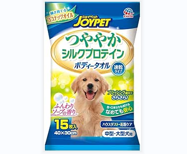 Earth 寵物清洗美容濕紙巾15枚40×30cm 花粉清潔中大型犬用