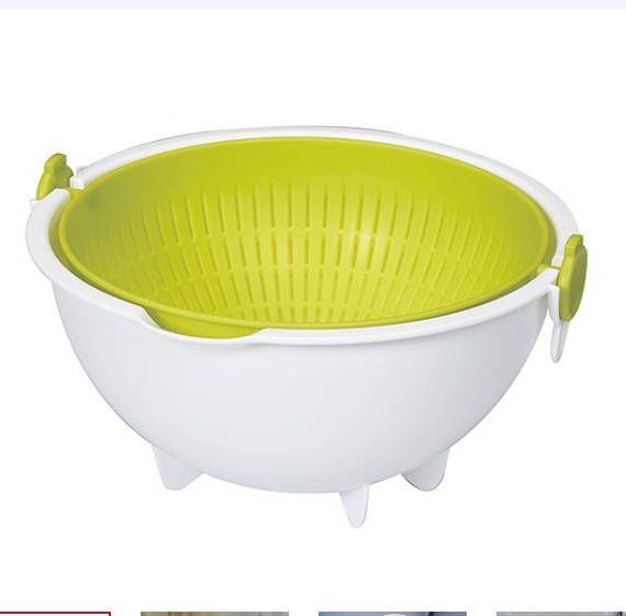 KOKUBO 蔬果沥水篮 可旋转圆型沥水篮 绿色