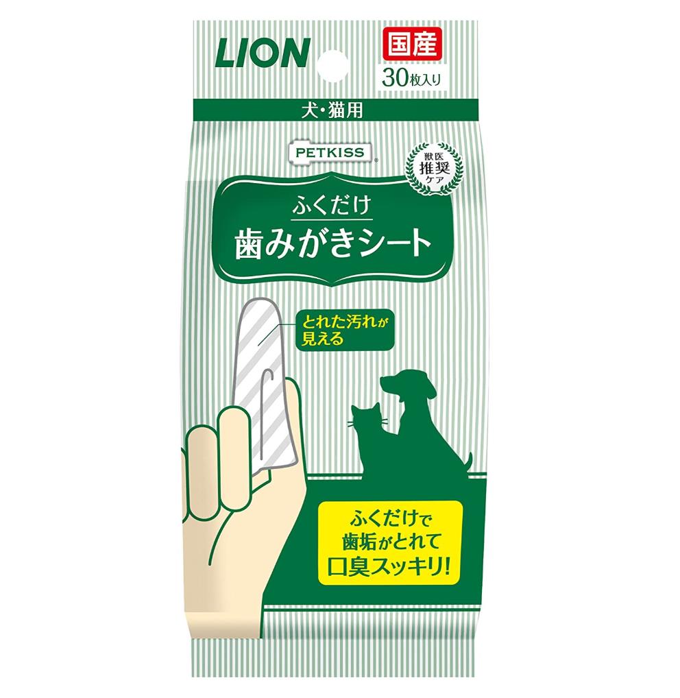 LION 獅王寵物犬貓用刷牙濕紙巾30枚入（齒垢，口臭一擦淨）