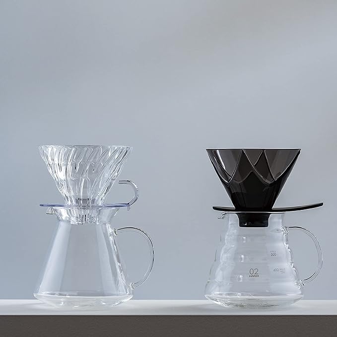 HARIO V60 耐熱玻璃咖啡濾杯透明黑色142x116x94mm