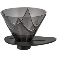 HARIO V60 耐热玻璃咖啡滤杯 透明黑色 142x116x94mm