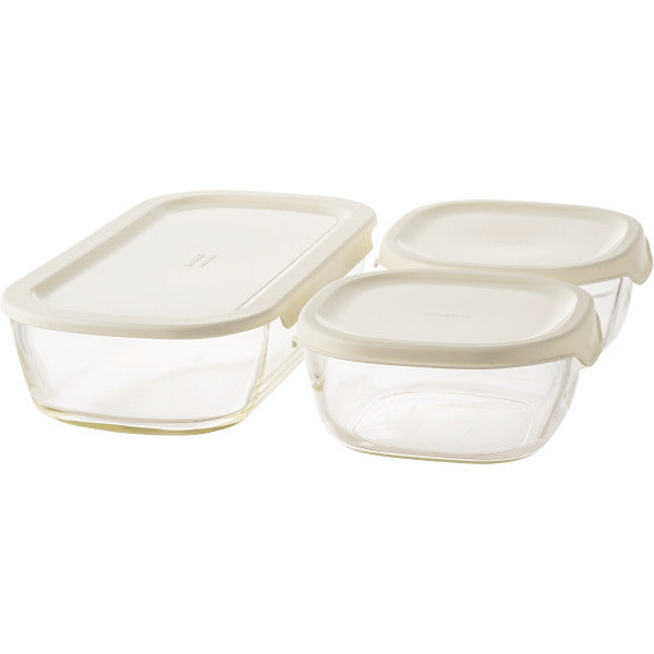 HARIO 食品耐熱玻璃碗3件套裝0.6L×2、1L×1