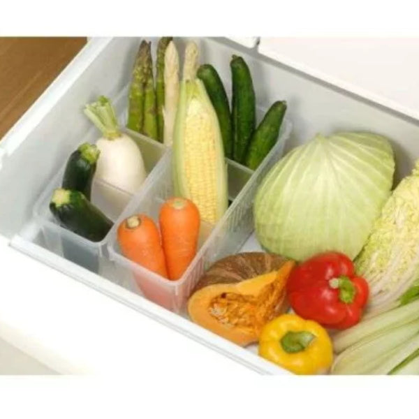 INOMATA 冰箱用蔬菜儲存箱帶兩個隔板9.7x24.5x14cm